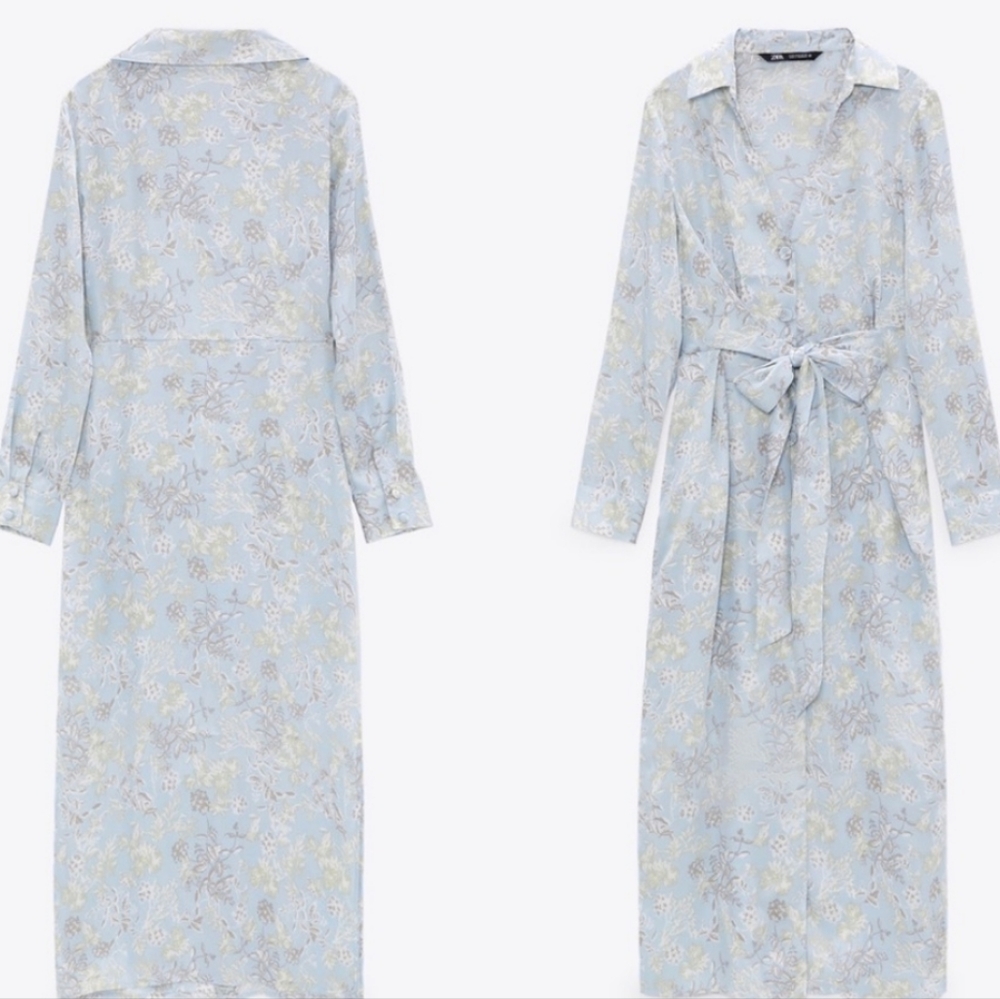 Long sleeve button down dress with side slit
